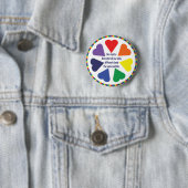 Regenboog Harten Ronde Button 5,7 Cm (In situ)