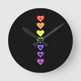 Regenboog harten ronde klok