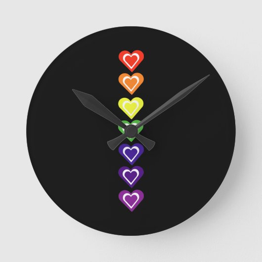 Regenboog harten ronde klok (Voorkant)