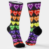 Regenboog harten sokken (Gebogen)