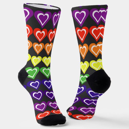 Regenboog harten sokken (Gebogen)
