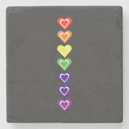 Regenboog harten stenen onderzetter