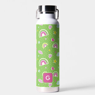 Regenboog Harten & Sterren Groen Roze Kids Persona Waterfles
