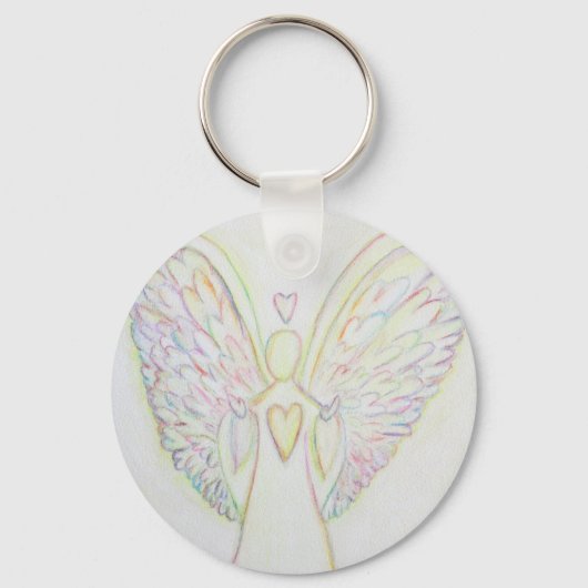 Regenboog Harten Witte Licht Engel Sleutelhanger K (Voorkant)