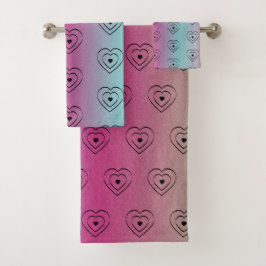 Regenboog Harten Zwarte Pride Hart Bad Handdoek