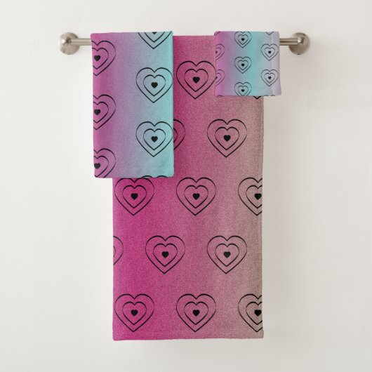 Regenboog Harten Zwarte Pride Hart Bad Handdoek (Insitu)
