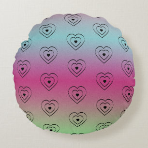 Regenboog Harten Zwarte Pride Hart Rond Kussen