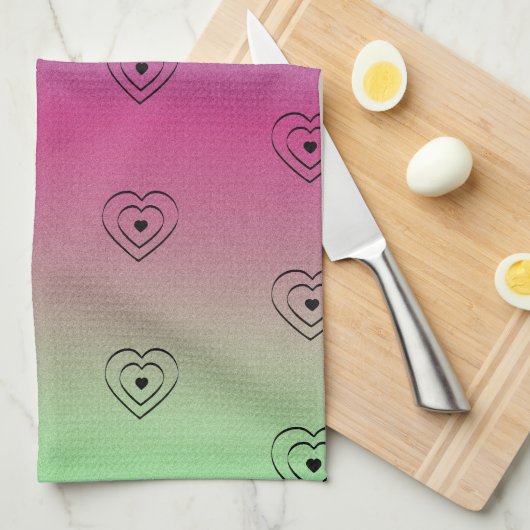 Regenboog Harten Zwarte Pride Hart Theedoek (Quarter Fold)