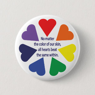 Regenboog Hartjes Ronde Button 5,7 Cm