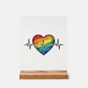 Regenboog Hartslag Hart Vintage Gravure Ontwerp_1 Acryl Bord