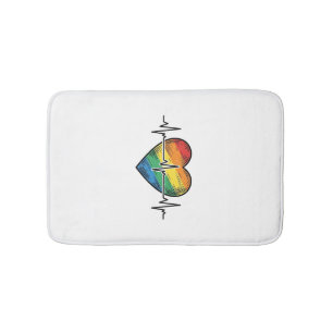 Regenboog Hartslag Hart Vintage Gravure Ontwerp_1 Badmat