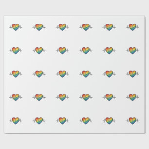 Regenboog Hartslag Hart Vintage Gravure Ontwerp_1 Cadeaupapier