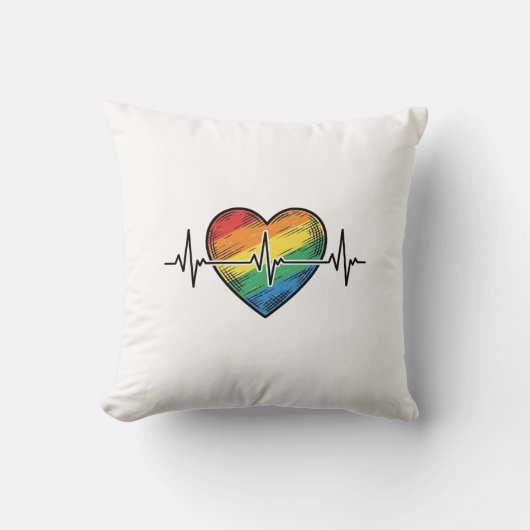 Regenboog Hartslag Hart Vintage Gravure Ontwerp_1 Kussen (Voorkant)