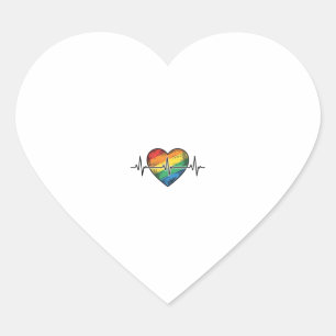 Regenboog Hartslag Hart Vintage Gravure Ontwerp_1 Sticker
