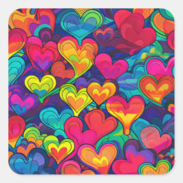 Regenboog hartslagen | Cadeauzak Vierkante Sticker