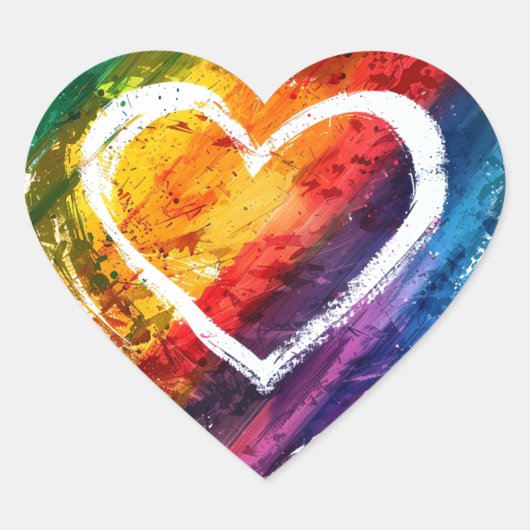 Regenboog Hartvorm Stickers (Voorkant)