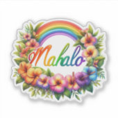 Regenboog Hawaï Dank je Sticker (Voorkant)
