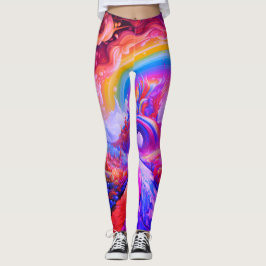 Regenboog Helder Kleuren op Paar Aangepaste Modern Leggings