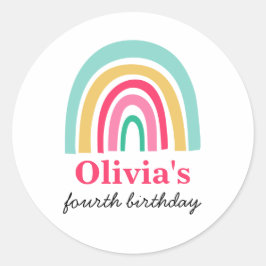 Regenboog heldere kleuren verjaardagsfeestje ronde sticker