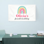 Regenboog heldere kleuren verjaardagsfeestje spandoek (Beurs)