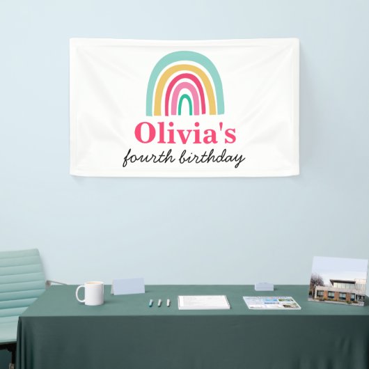 Regenboog heldere kleuren verjaardagsfeestje spandoek (Beurs)