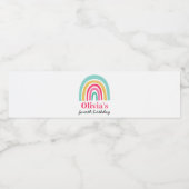 Regenboog heldere kleuren verjaardagsfeestje waterfles etiket (Enkel label)