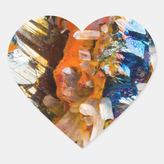 Regenboog Hematiet Kristal Iridiscerende Edelsteen Hart Sticker (Voorkant)