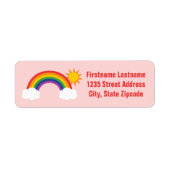 Regenboog Hemel Licht Roze Retouradres Etiket (Voorkant)