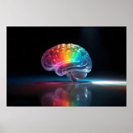 Regenboog Hersengloed Autisme Neurodiversiteit Bew Poster