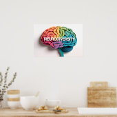 Regenboog Hersenneurodiversiteit Tekst Autisme Bew Poster (Keuken)