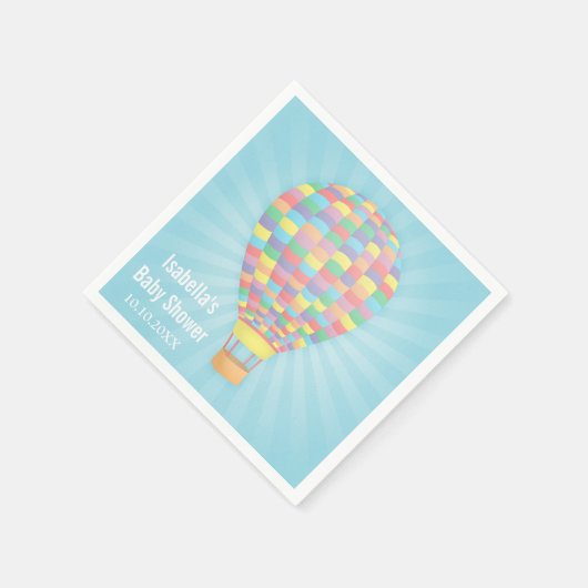 Regenboog Hete Luchtballon Baby shower Papieren se Servetten (Hoek)