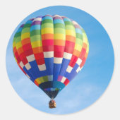 Regenboog heteluchtballon ronde sticker (Voorkant)