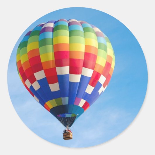 Regenboog heteluchtballon ronde sticker (Voorkant)