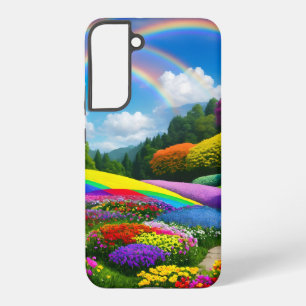Regenboog Heuvels en Bloemen Twee Samsung Galaxy Hoesje