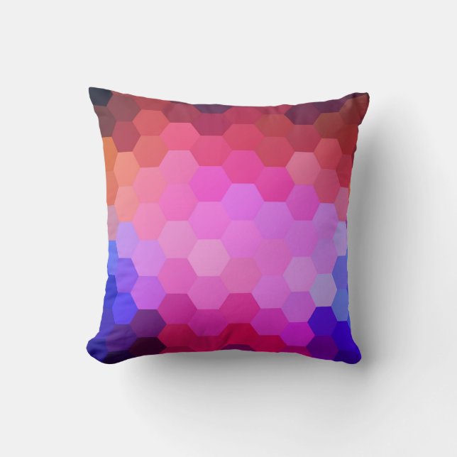 Regenboog Hexagon Chevron Patroon #2 Kussen (Voorkant)