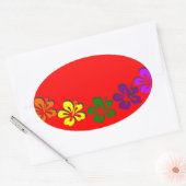 Regenboog hibiscus bloem ovale sticker (Envelop)