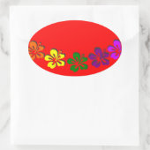 Regenboog hibiscus bloem ovale sticker (Tas)
