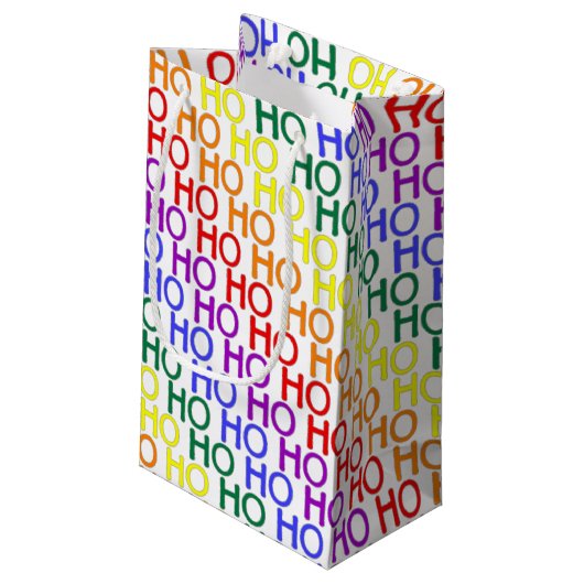 Regenboog Ho Ho Ho Patroon Cadeautas (Achterkant Gekanteld)