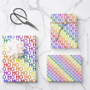 Regenboog Ho Ho Ho Patroon Inpakpapier Vel Set