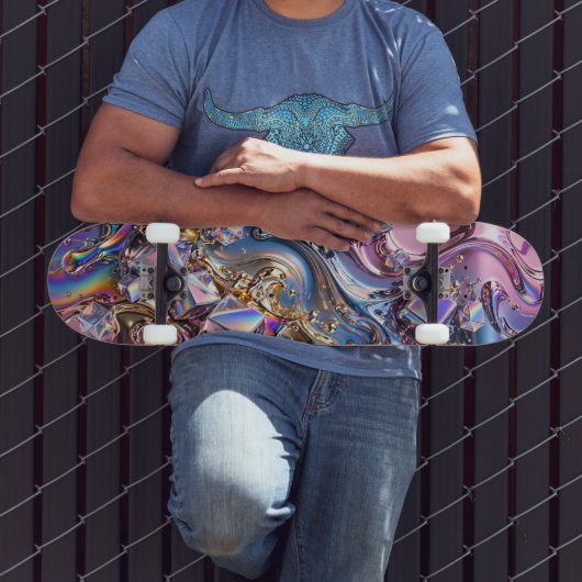 Regenboog Holografisch Chroom Skateboard (Buiten 3)