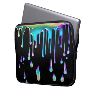 Regenboog holografisch druppelmetaal laptop sleeve