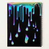 Regenboog holografisch druppelmetaal zwart planner (Achterkant)