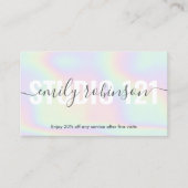 Regenboog holografische eenhoorn script punch cirk klantenkaartje (Voorkant)