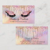 Regenboog holografische glitter druppels wimpers o visitekaartje (Voorkant / Achterkant)