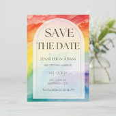 Regenboog homoseksuele Save the Date-aankondiging Date (Staand voorkant)