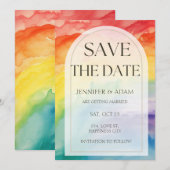 Regenboog homoseksuele Save the Date-aankondiging Date (Voorkant / Achterkant)