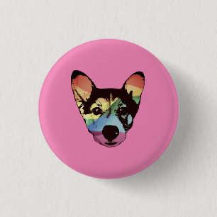 Regenboog Hond, knoop, ronde knoop Button 3,2 Cm