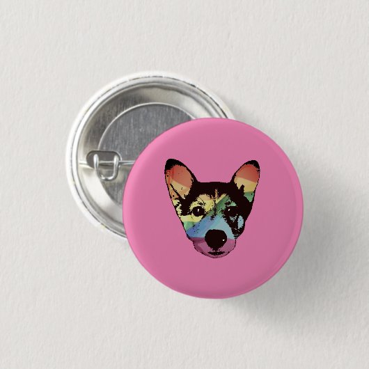 Regenboog Hond, knoop, ronde knoop Ronde Button 3,2 Cm (Voorkant /achterkant)