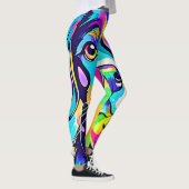 Regenboog Hond Portret Ontwerp Leggings (Rechts)
