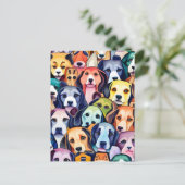 Regenboog Honden, Postcrossing Briefkaart (Staand voorkant)